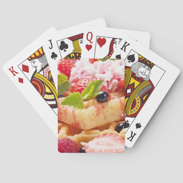 Waffle cake with fresh berry fruit playing cards (Back)