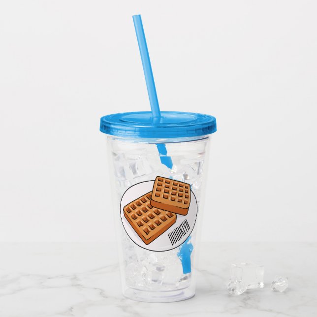 Waffle cartoon illustration  acrylic tumbler (Front Ice)