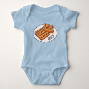 Waffle cartoon illustration  baby bodysuit