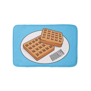 Waffle cartoon illustration bath mat