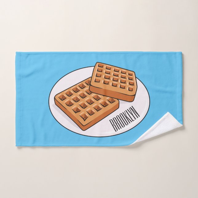 Waffle cartoon illustration  bath towel set (Hand Towel)