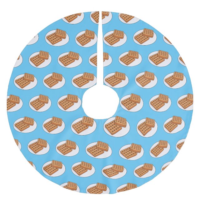 Waffle cartoon illustration  brushed polyester tree skirt (Front)