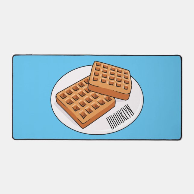 Waffle cartoon illustration  desk mat (Front)