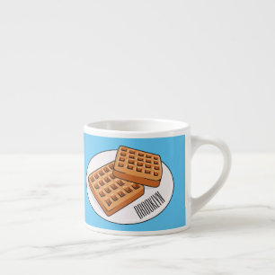 Waffle cartoon illustration  espresso cup