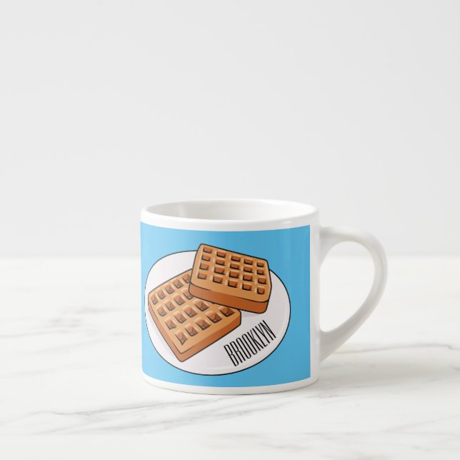 Waffle cartoon illustration  espresso cup (Right)