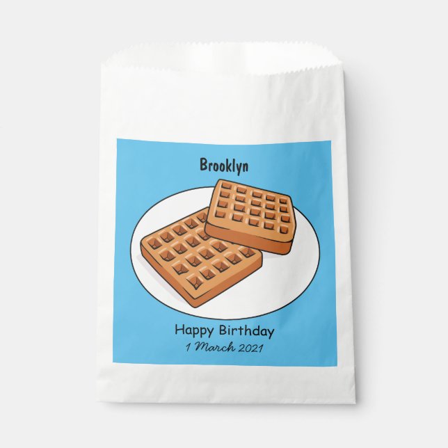 Waffle cartoon illustration favour bags (Front)