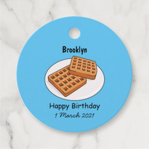Waffle cartoon illustration favour tags
