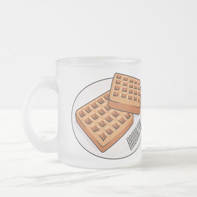 Waffle cartoon illustration  frosted glass coffee mug (Left)