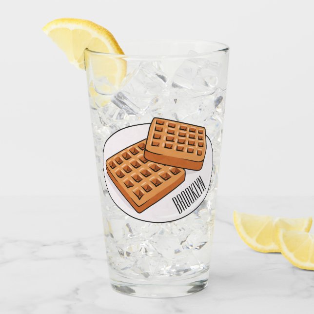 Waffle cartoon illustration  glass (Front Ice)