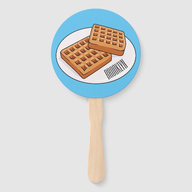 Waffle cartoon illustration  hand fan (Front)