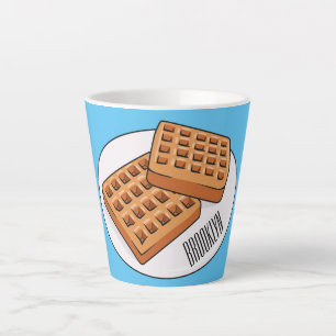 Waffle cartoon illustration  latte mug