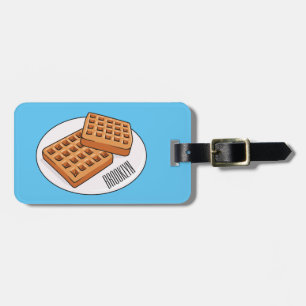 Waffle cartoon illustration luggage tag