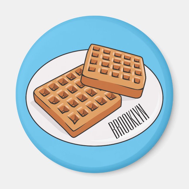Waffle cartoon illustration  magnet (Front)