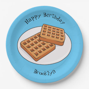 Waffle cartoon illustration  paper plate