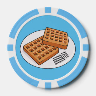 Waffle cartoon illustration poker chips