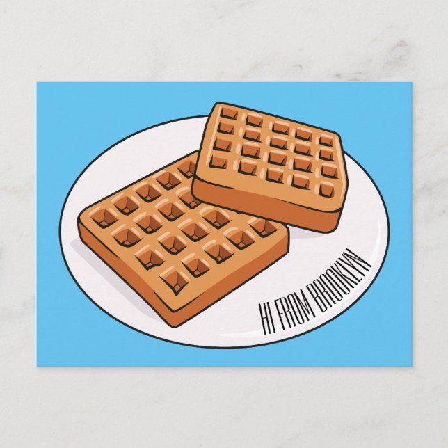 Waffle cartoon illustration  postcard (Front)