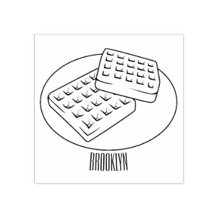 Waffle cartoon illustration  rubber stamp
