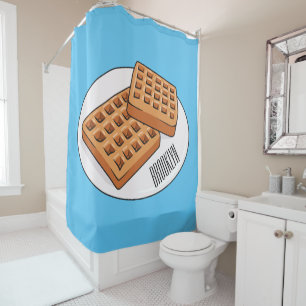 Waffle cartoon illustration shower curtain