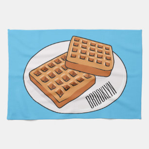 Waffle cartoon illustration tea towel