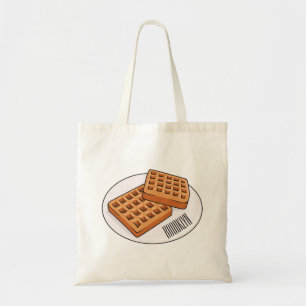 Waffle cartoon illustration tote bag