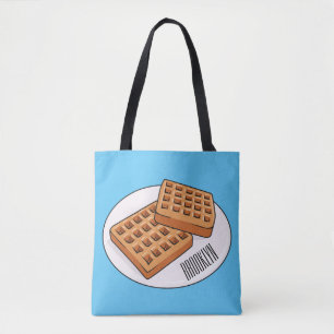 Waffle cartoon illustration tote bag