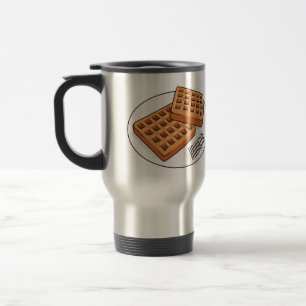 Waffle cartoon illustration  travel mug