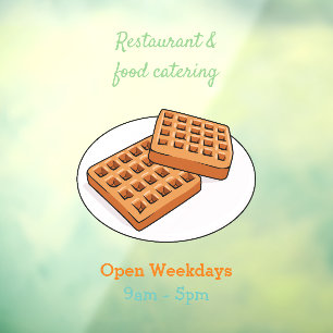 Waffle cartoon illustration window cling
