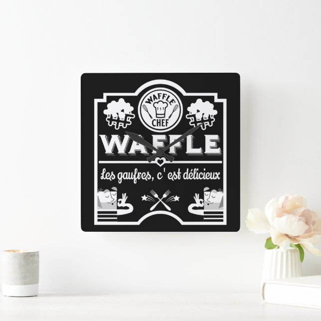 Waffle Chef Square Wall Clock (Home)