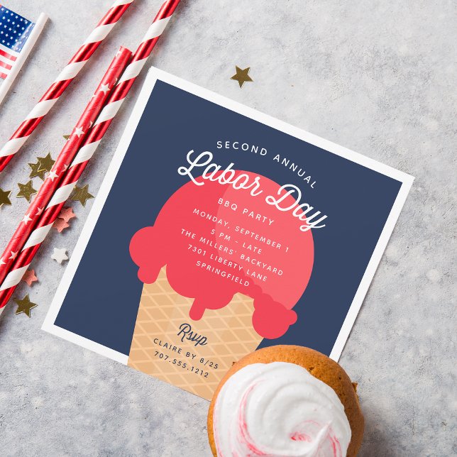 Waffle Cone Labour Day Celebration Invitation (Creator Uploaded)