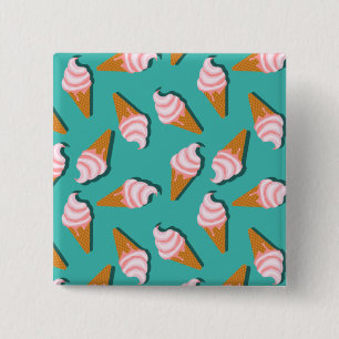 Waffle cones ice cream and frozen yogurt pattern 15 cm square badge