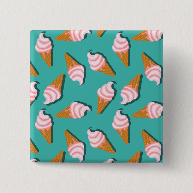 Waffle cones ice cream and frozen yogurt pattern 15 cm square badge (Front)