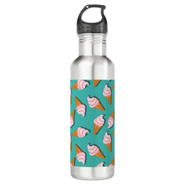 Waffle cones ice cream and frozen yogurt pattern 710 ml water bottle (Front)