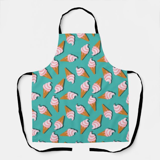 Waffle cones ice cream and frozen yogurt pattern apron (Front)