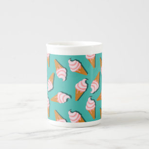 Waffle cones ice cream and frozen yogurt pattern bone china mug