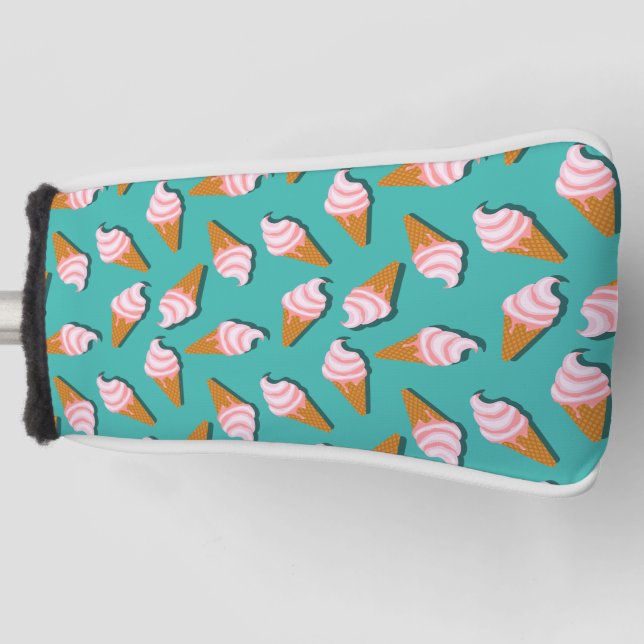 Waffle cones ice cream and frozen yogurt pattern golf head cover (Front)