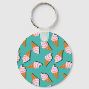 Waffle cones ice cream and frozen yogurt pattern k key ring