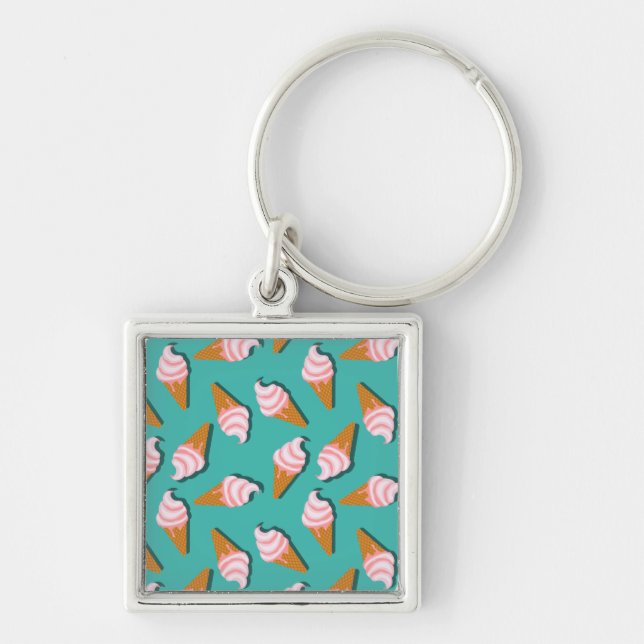 Waffle cones ice cream and frozen yogurt pattern key ring (Front)