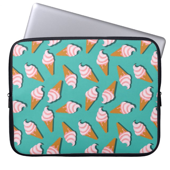 Waffle cones ice cream and frozen yogurt pattern laptop sleeve (Front)
