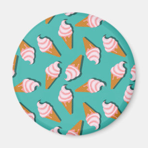 Waffle cones ice cream and frozen yogurt pattern magnet