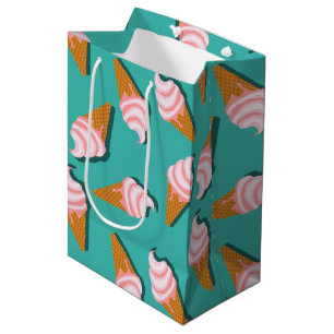 Waffle cones ice cream and frozen yogurt pattern medium gift bag