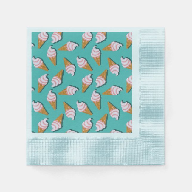 Waffle cones ice cream and frozen yogurt pattern napkin (Front)