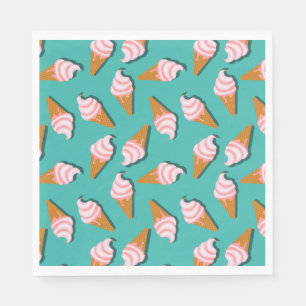 Waffle cones ice cream and frozen yogurt pattern napkin