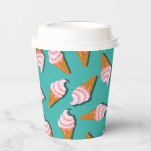 Waffle cones ice cream and frozen yogurt pattern paper cups
