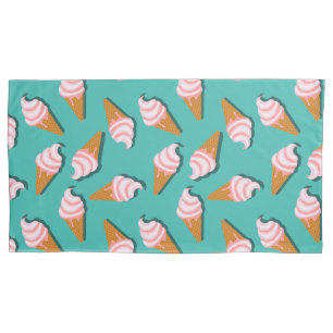 Waffle cones ice cream and frozen yogurt pattern pillowcase