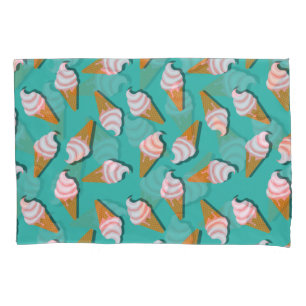 Waffle cones ice cream and frozen yogurt pattern pillowcase