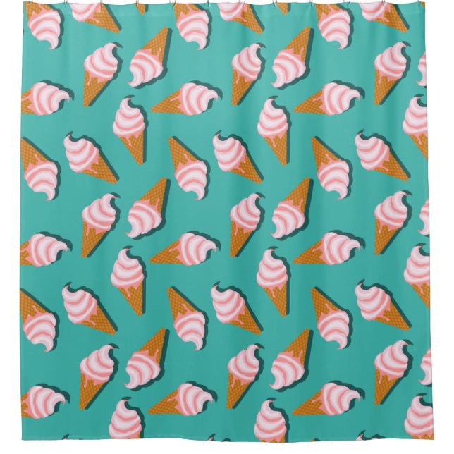 Waffle cones ice cream and frozen yogurt pattern shower curtain (Front)