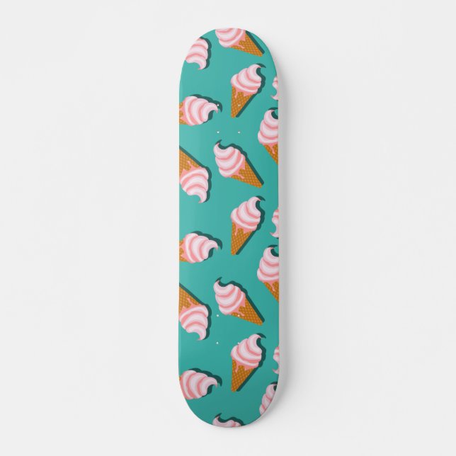 Waffle cones ice cream and frozen yogurt pattern skateboard (Front)