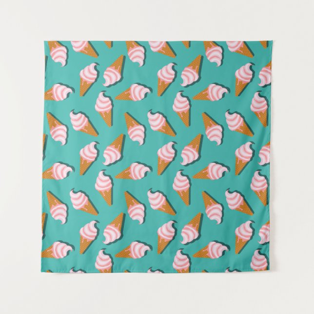 Waffle cones ice cream and frozen yogurt pattern tapestry (Front)