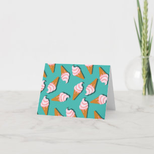 Waffle cones ice cream and frozen yogurt pattern thank you card