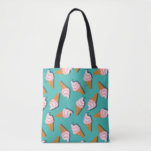 Waffle cones ice cream and frozen yogurt pattern tote bag (Front)